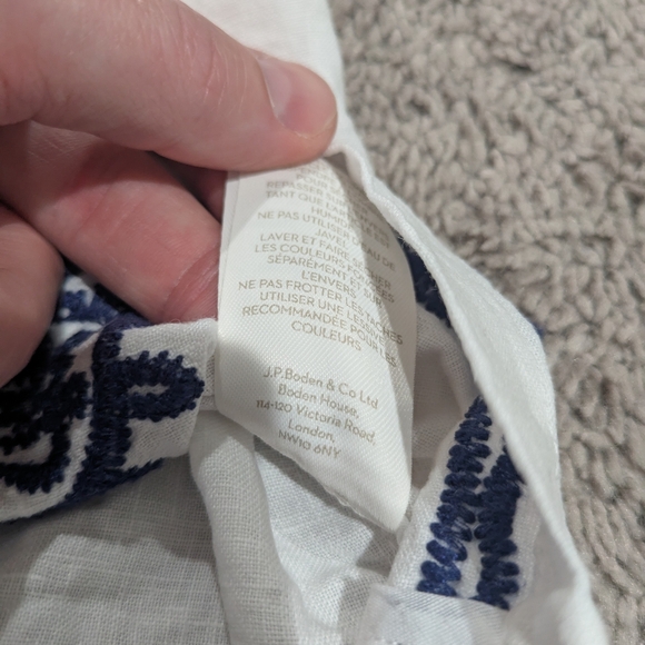 Boden White Linen Dress with Navy Embroidery - Picture 11 of 15